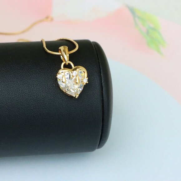 "Heart Drip White Pendant in Gold Finish Stylish Jewelry, XPPT1696 - Picture 7 of 13